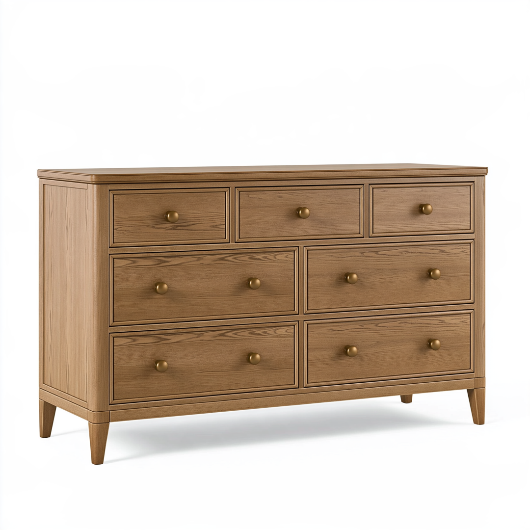 Commode 150 x 45 x 90 cm en bois marron à 7 tiroirs style classique