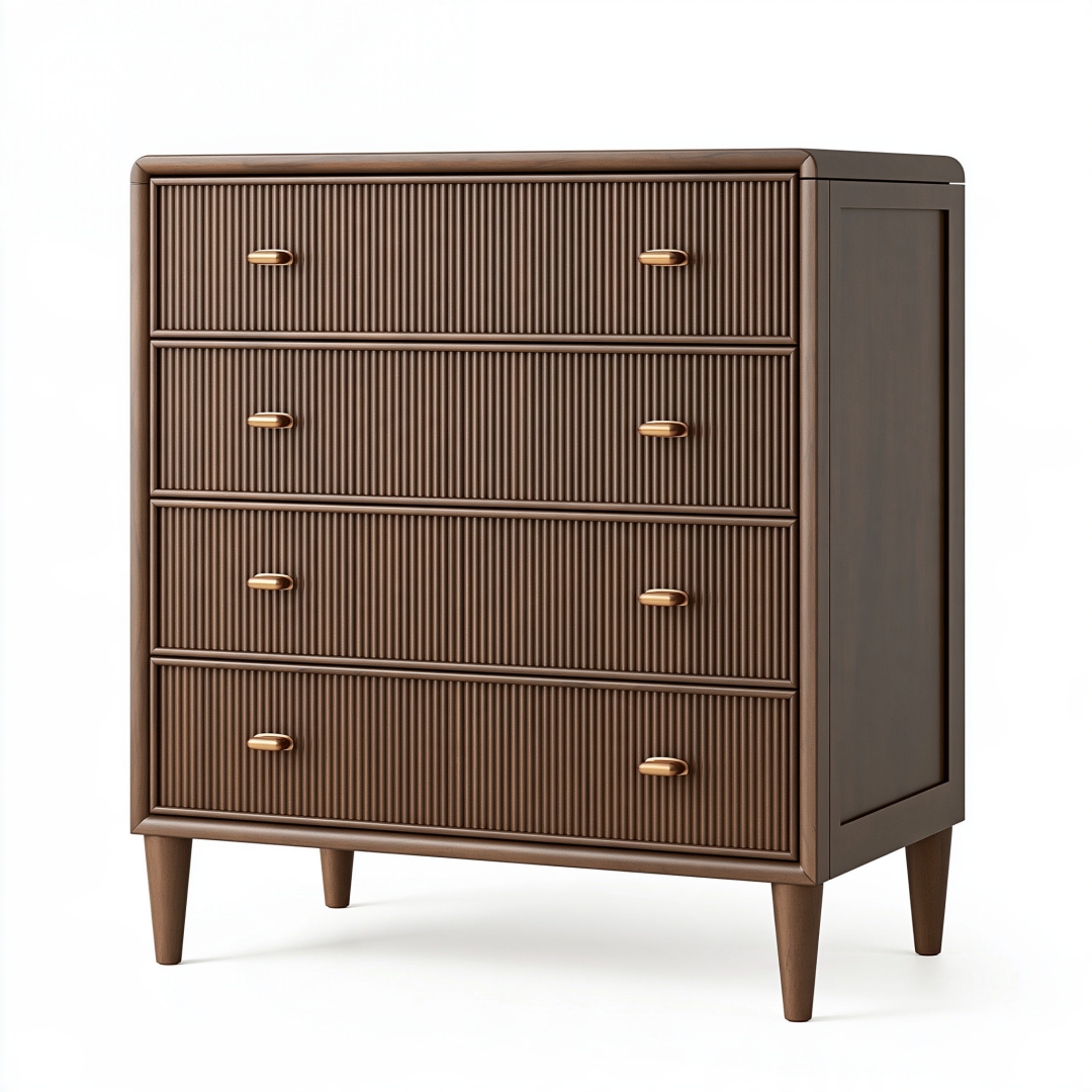 Commode 80 x 40 x 100 cm en bois brun à 4 tiroirs style contemporain