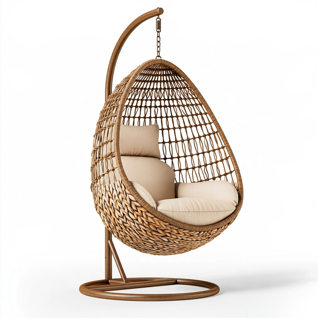 Fauteuil suspendu 105 x 105 x 195 cm en rotin brun style bohème